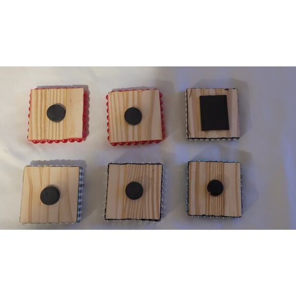 Lot Of 9 Christmas Wooden MAGNETS Santa Snowman Cat Sleigh Kitchen Xmas Gift - Picture 6 of 10